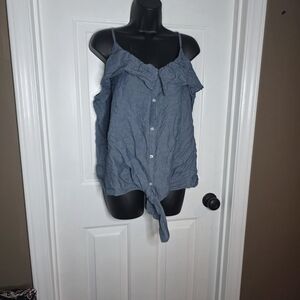 Old Navy Blue Ruffle Button-Front Tie-Hem Camisole